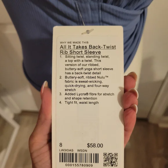 LULULEMON ALL IT TAKES BACK TWIST RIBBED SHORT SLEEVE - Picture 4 of 12